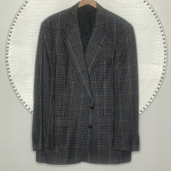 NWOT VTG AUSTIN REED BLAZER GREY WINDOWPAIN 46L - Picture 2 of 8